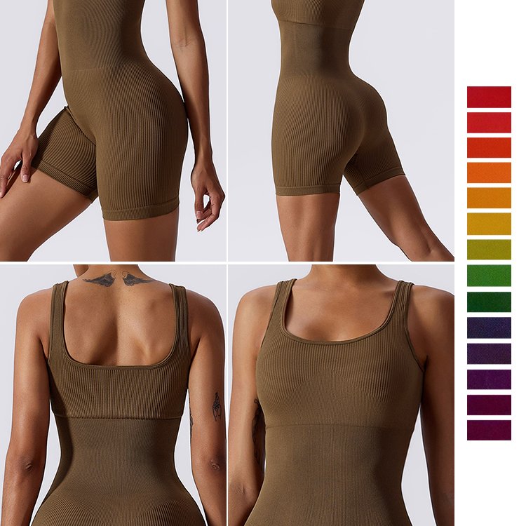 New One Piece Workout Clothing for Women Jumpsuit Half Zipper Gym Fitness Sweat Workout Suit Yoja Suit