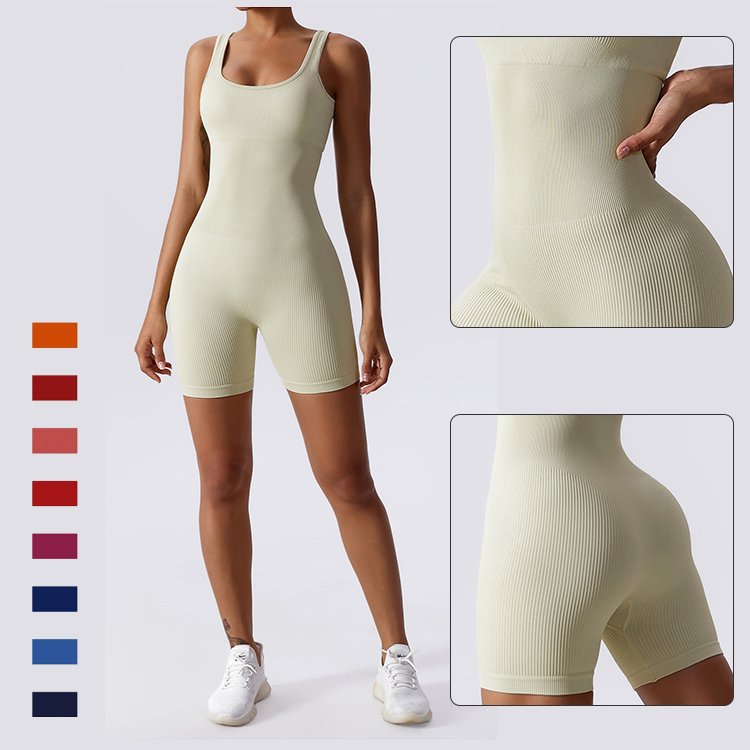 New One Piece Workout Clothing for Women Jumpsuit Half Zipper Gym Fitness Sweat Workout Suit Yoja Suit