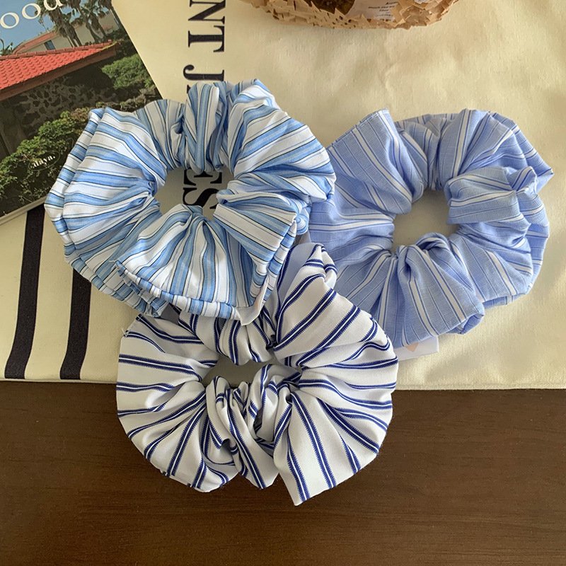 Fresh striped hair loop versatile girl headband tied ponytail hair accessories