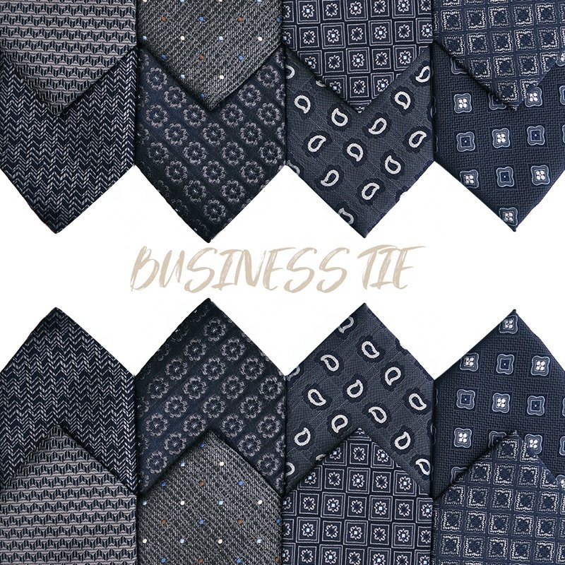 High quality cheap stock men's custom 100% polyester oem odm tie navy blue ties for men paisley jacquard woven men's floral ties