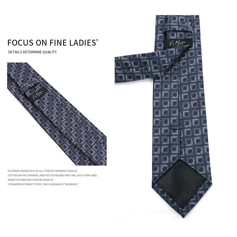 High quality cheap stock men's custom 100% polyester oem odm tie navy blue ties for men paisley jacquard woven men's floral ties