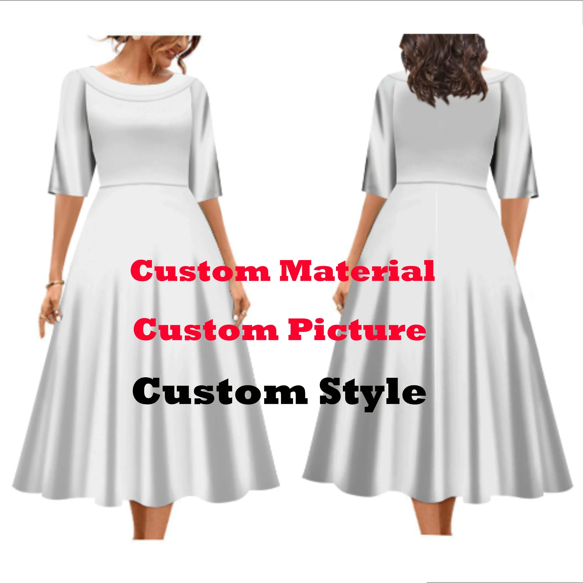 New Custom Mother's Day Gift Female Long Pleated Swing Party Dresses White Design Polynesian Tribal Plus Size Womens Dresses 8XL