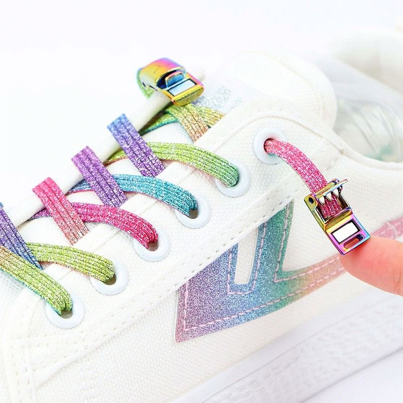 New Outdoor Leisure Sneakers Lazy laces Colorful Quick Magnetic Shoelaces Elastic Shoe laces No Tie Flat Magnetic shoelace