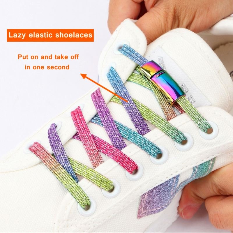 New Outdoor Leisure Sneakers Lazy laces Colorful Quick Magnetic Shoelaces Elastic Shoe laces No Tie Flat Magnetic shoelace