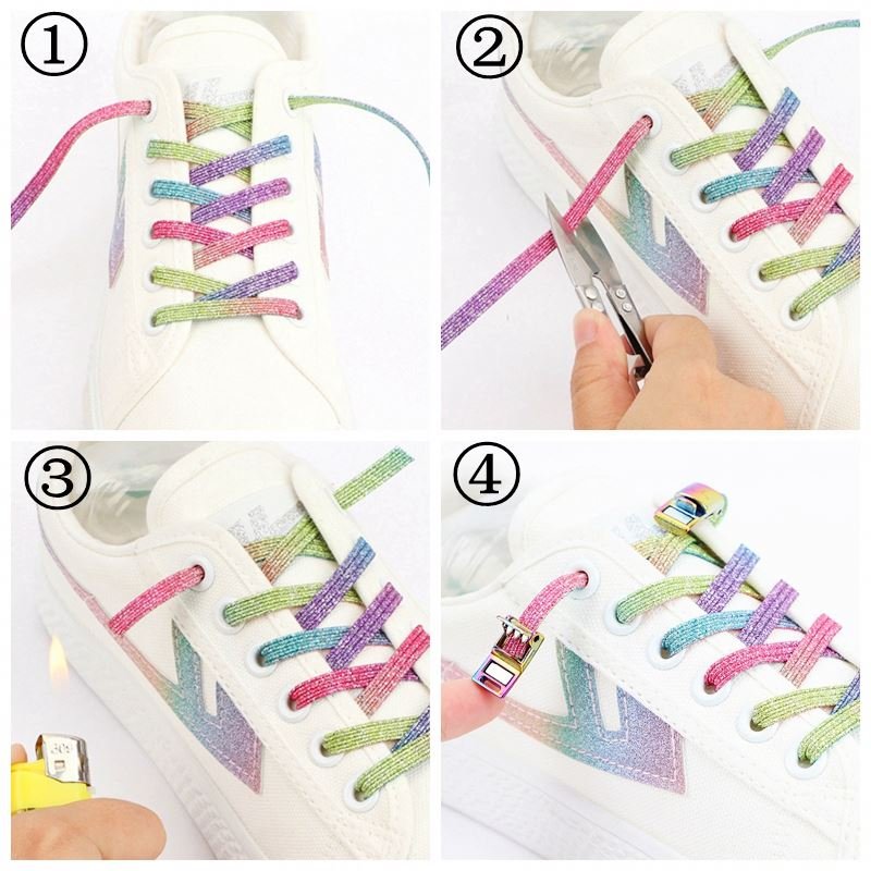 New Outdoor Leisure Sneakers Lazy laces Colorful Quick Magnetic Shoelaces Elastic Shoe laces No Tie Flat Magnetic shoelace