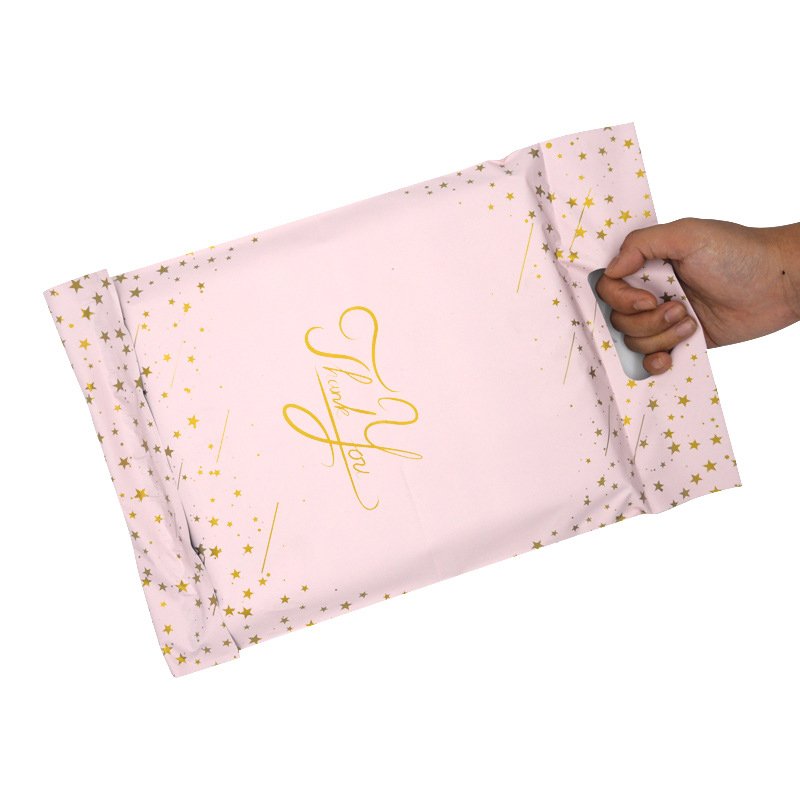 Custom D2W compostable courier bags for clothing dresses logo biodegradable plastic thank you poly mailer bag with handle