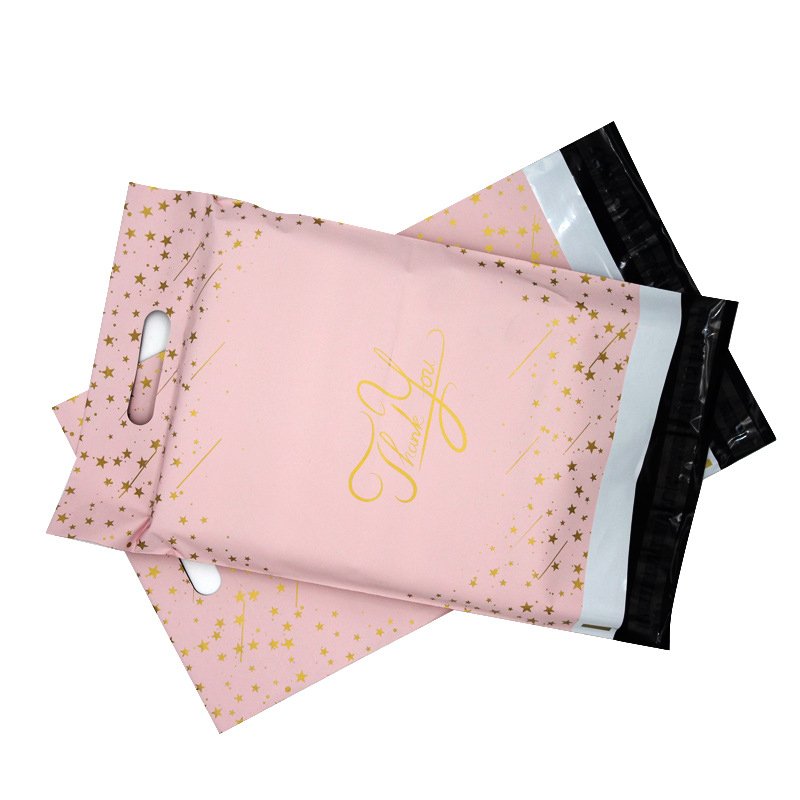 Custom D2W compostable courier bags for clothing dresses logo biodegradable plastic thank you poly mailer bag with handle