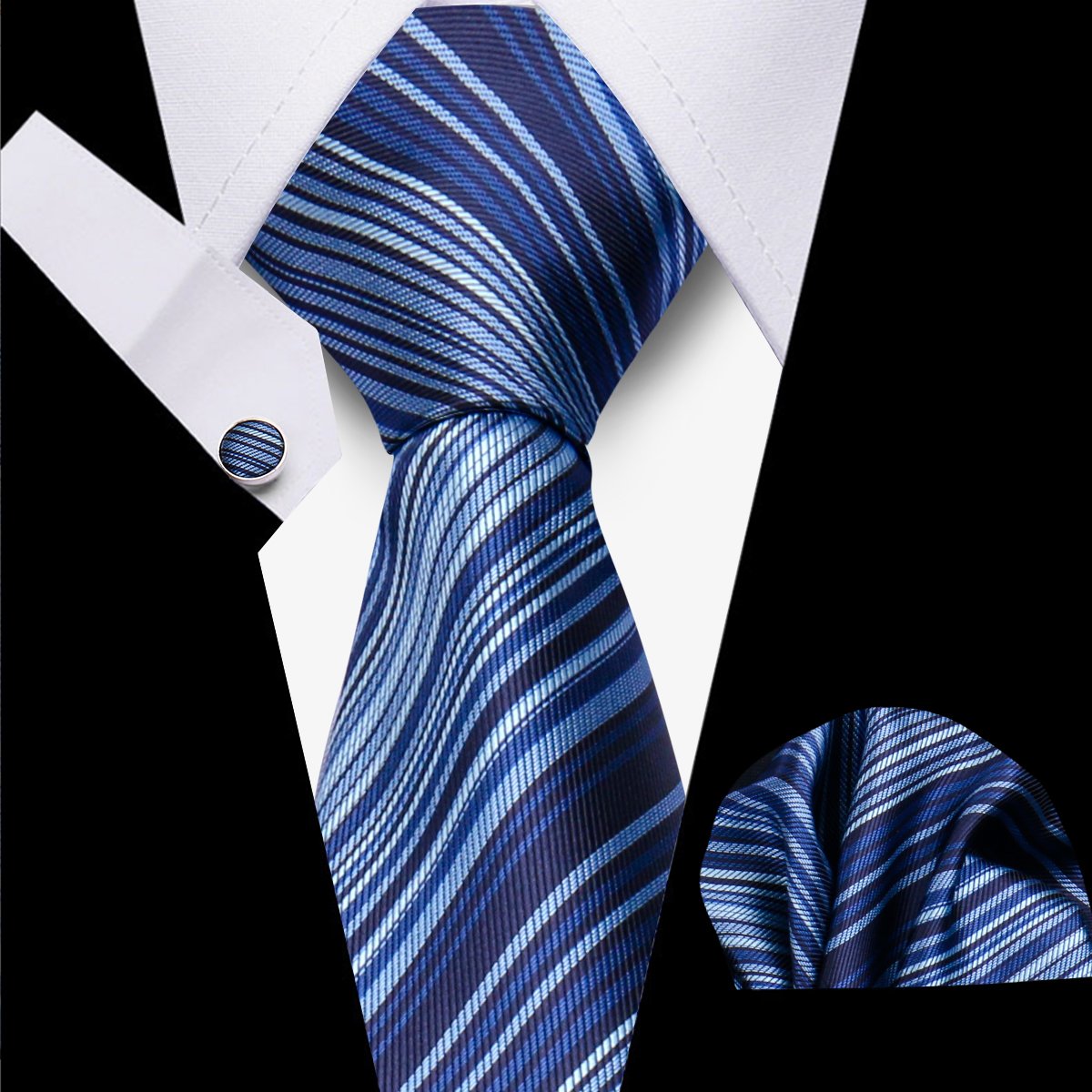 Custom Striped Plaid Fashion Ties Handkerchief Set Silk Brown Necktie With Pocket Square Cufflinks Set For Wedding Man Gifts