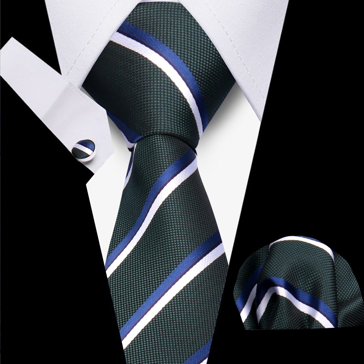 Custom Striped Plaid Fashion Ties Handkerchief Set Silk Brown Necktie With Pocket Square Cufflinks Set For Wedding Man Gifts