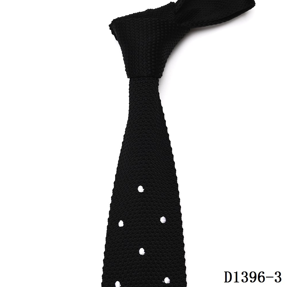 Yili China Supplier Custom Polyester Silk White Navy Blue Polka Dot Point Neck Custom Knit Tie