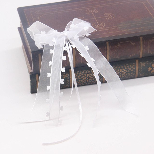 Organza ribbon Love heart satin bow Valentine's day wedding car lights decoration Rear view lamp love bow tie