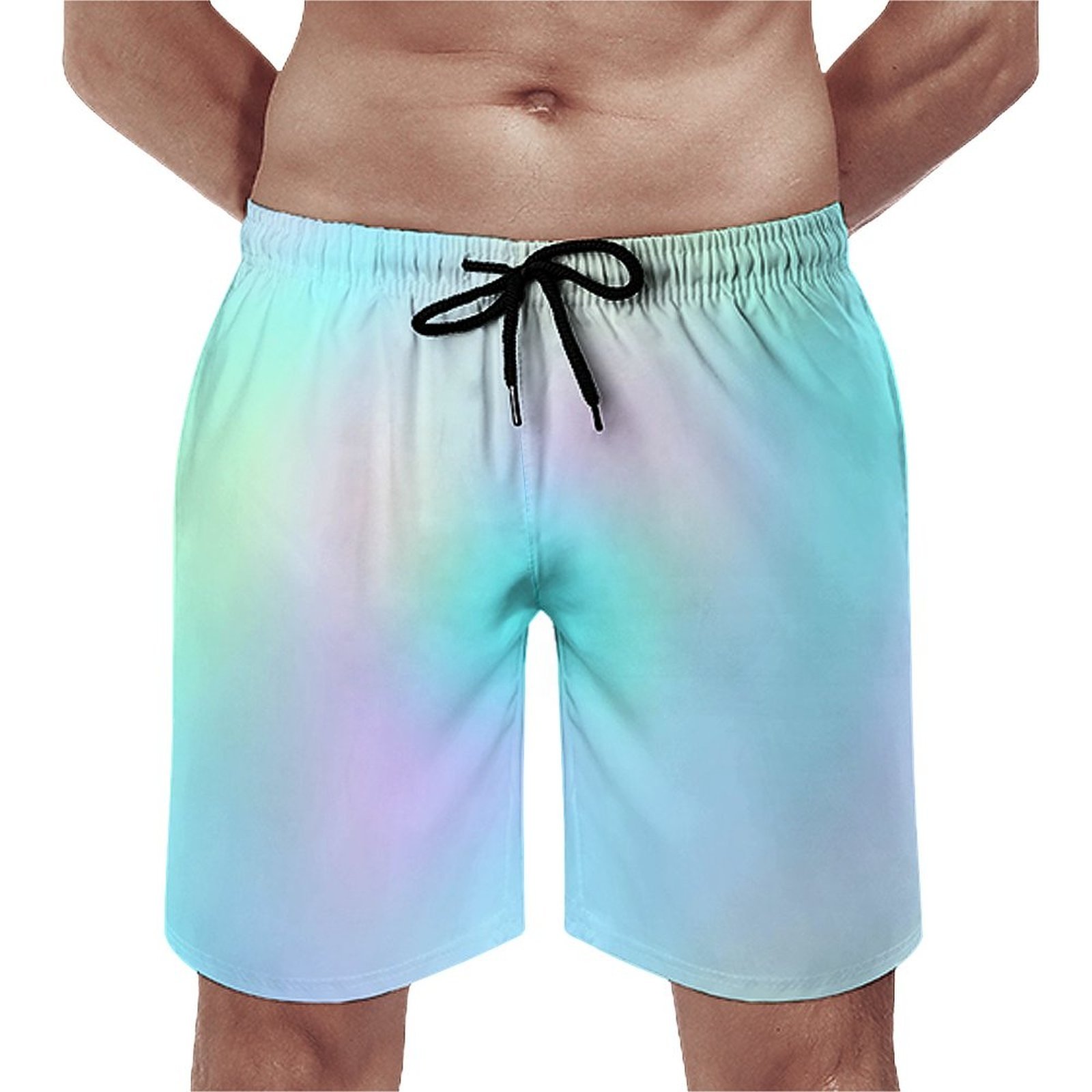 Pastel Tie Dye Board Shorts Men Pastel Rainbow Beach Shorts Comfortable Daily Swimming Trunks Plus Size 2025 Breathable