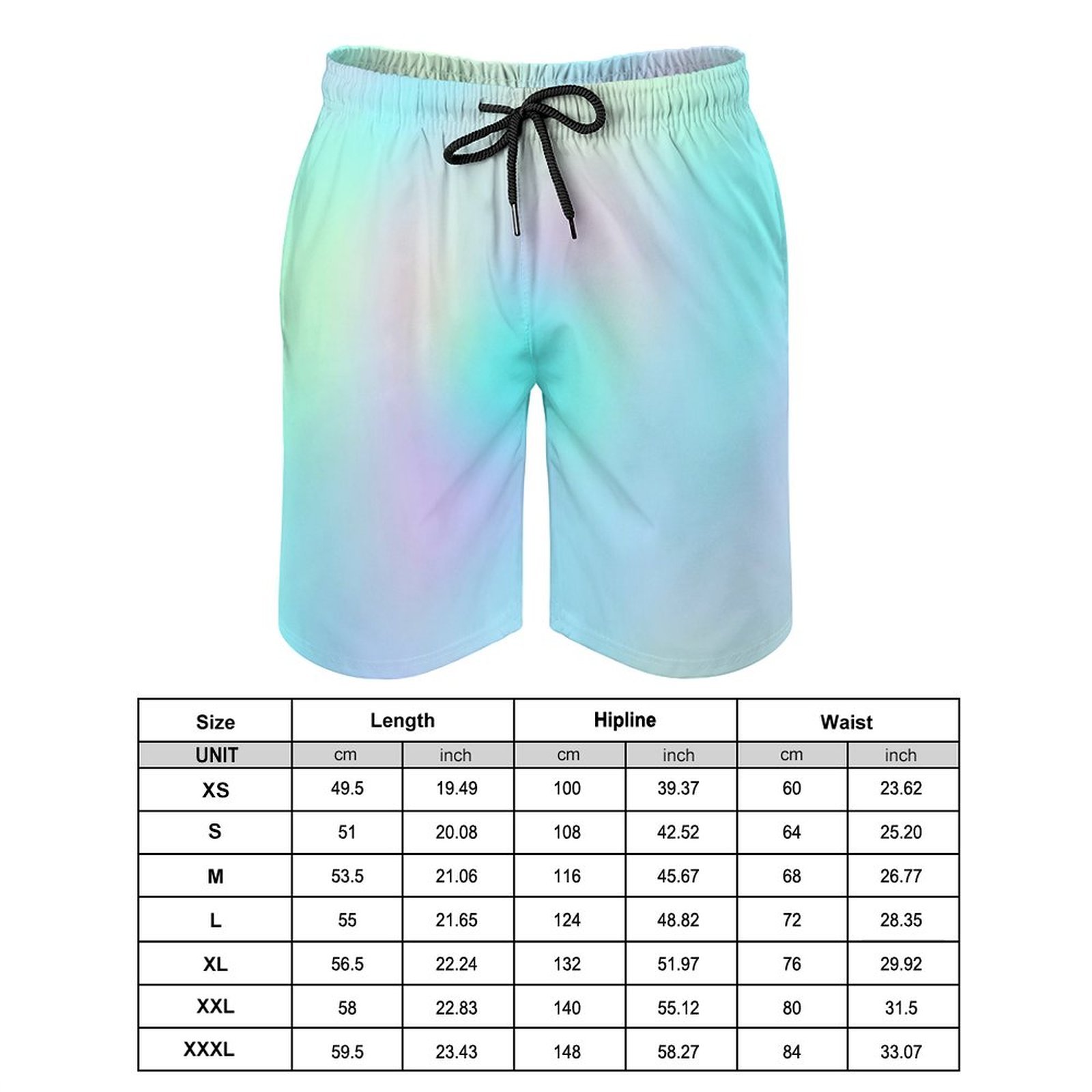 Pastel Tie Dye Board Shorts Men Pastel Rainbow Beach Shorts Comfortable Daily Swimming Trunks Plus Size 2025 Breathable
