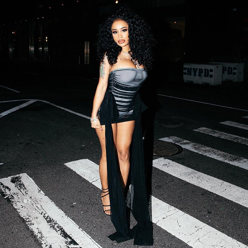 Kilig 2024 Spring New Design Sexy Mini Dresses Women Strapless Wrap See Through Mesh Sleeveless High Quality Party Dresses Women