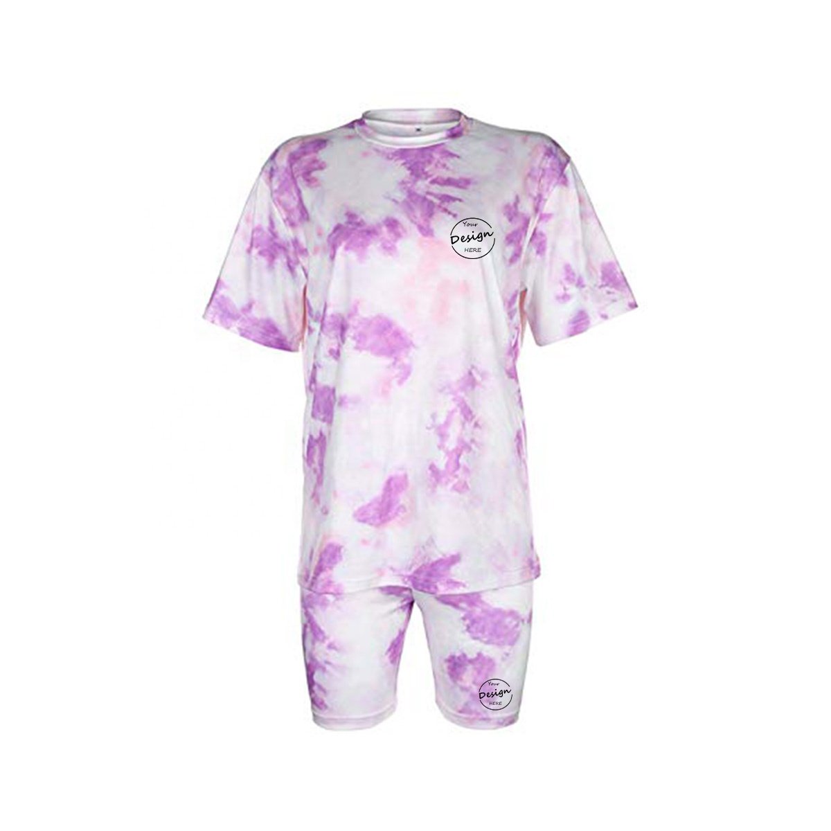 Summer New Style Women Tie Dye T shirt And Short Set Custom Loose Drop Shoulder T shirt And Elastic Waist Hot Shorts Casual Set