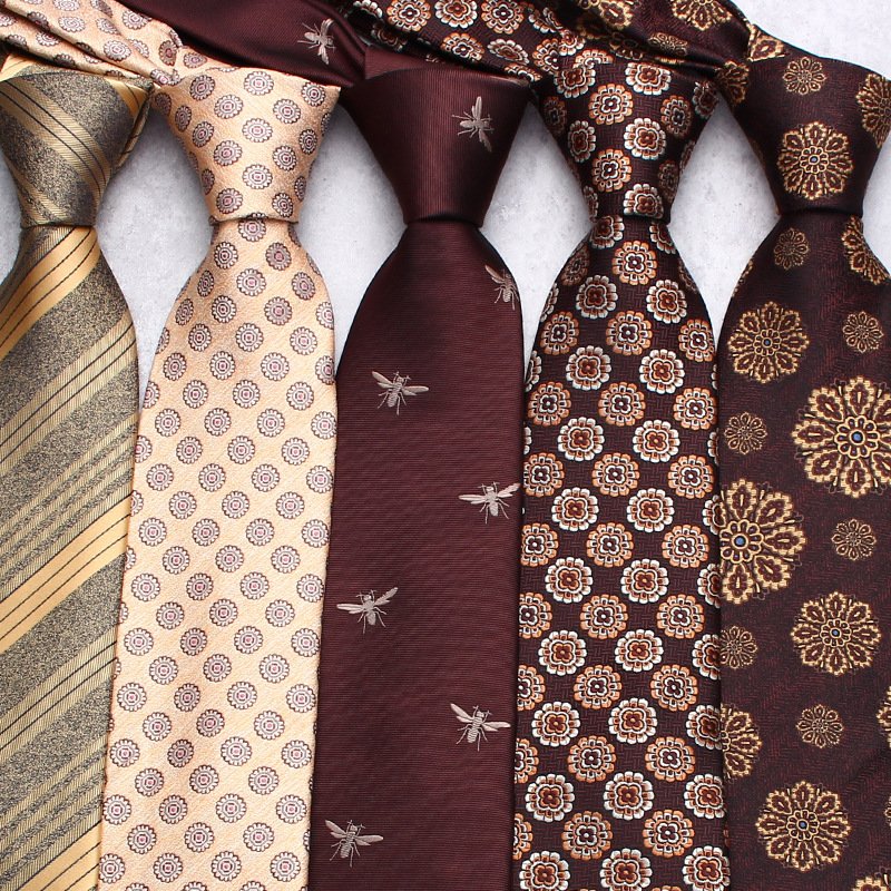 Fashion Versatile Brown Ties Collection For Men High Quality Handmade Jacquard Men's Causal Tie Business Suit Decorations Tie