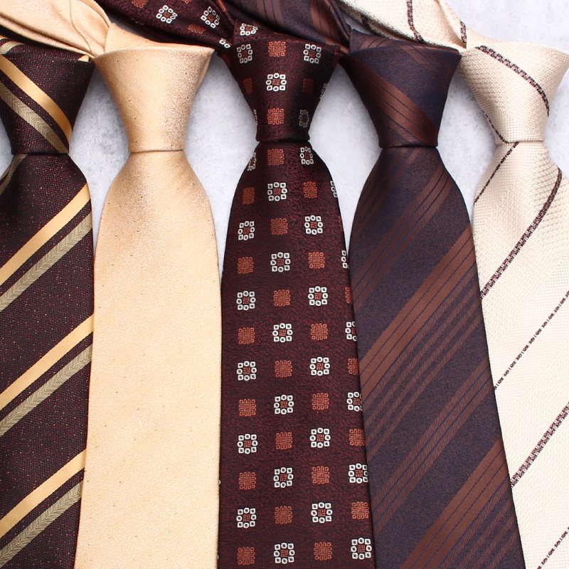 Fashion Versatile Brown Ties Collection For Men High Quality Handmade Jacquard Men's Causal Tie Business Suit Decorations Tie