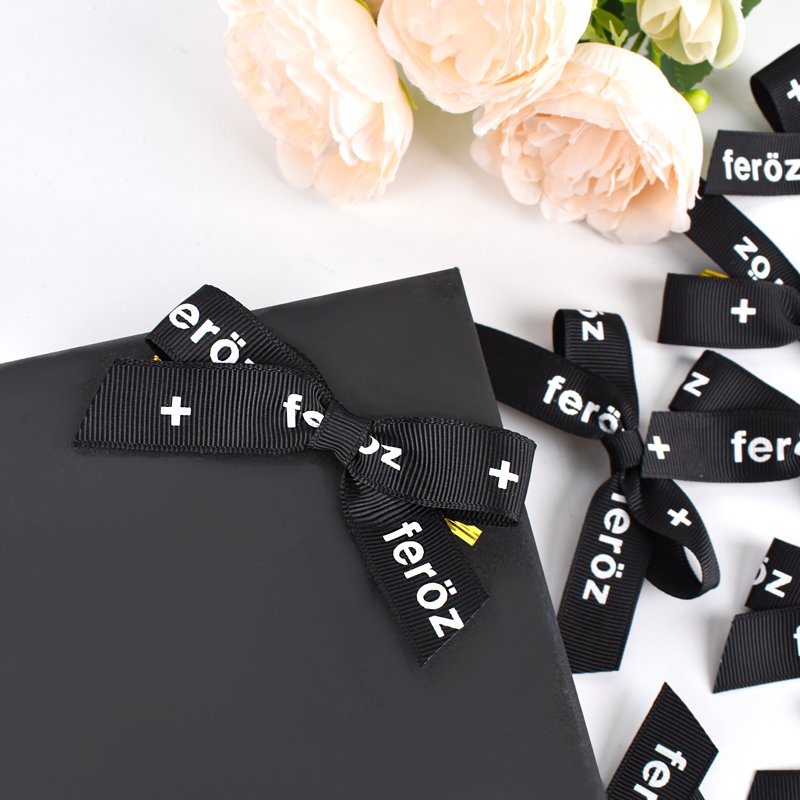 Wholesale Premade Ribbon Bow Custom logo Printed Ribbon Grosgrain Satin Silk Custom Satin Ribbon With Logo for bows