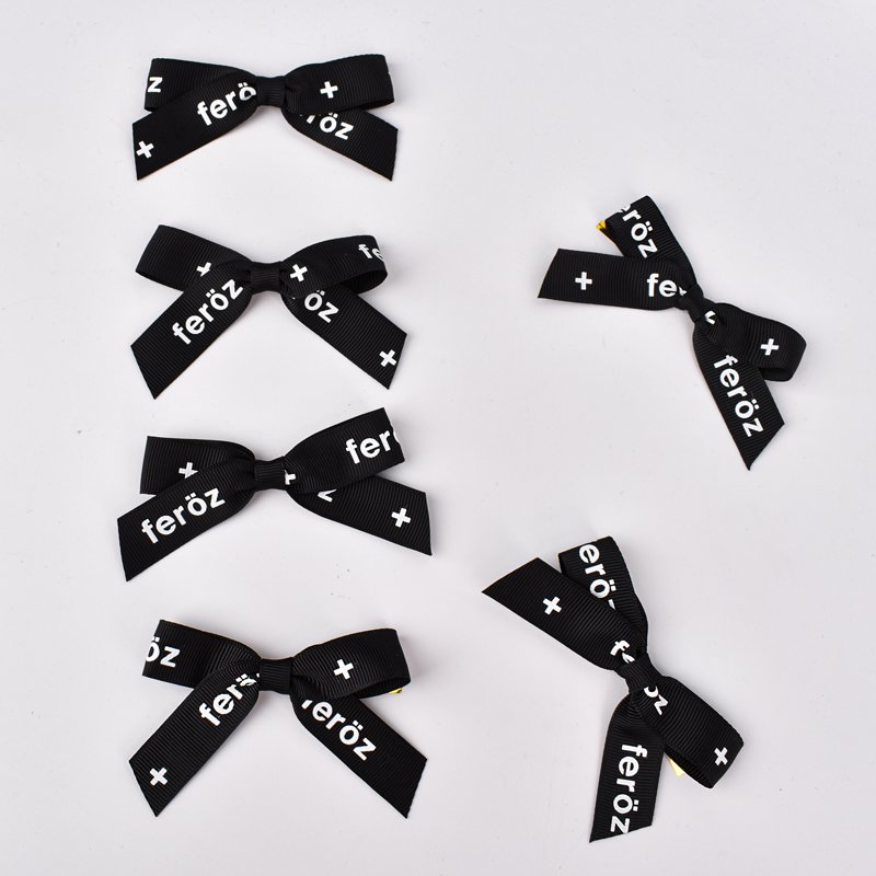 Wholesale Premade Ribbon Bow Custom logo Printed Ribbon Grosgrain Satin Silk Custom Satin Ribbon With Logo for bows