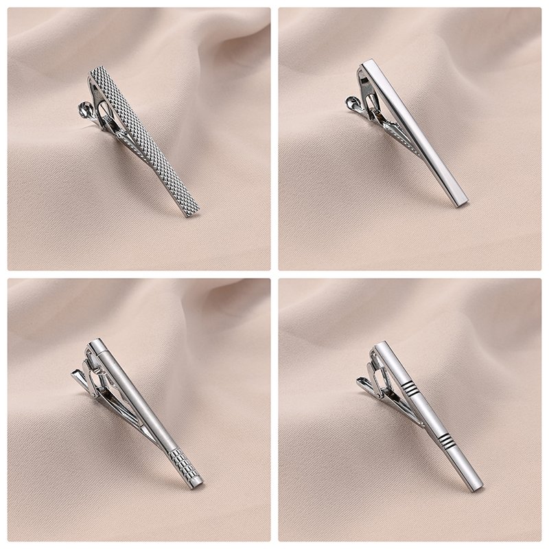 Ready to Ship 2024 Men Gift Brass Blue Silver Gold Black Enamel Tie Pin DIY Set Clasp Clamp Gold Tie Clips for Men Tie Bar