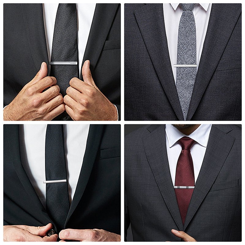 Ready to Ship 2024 Men Gift Brass Blue Silver Gold Black Enamel Tie Pin DIY Set Clasp Clamp Gold Tie Clips for Men Tie Bar