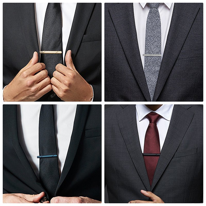 Ready to Ship 2024 Men Gift Brass Blue Silver Gold Black Enamel Tie Pin DIY Set Clasp Clamp Gold Tie Clips for Men Tie Bar