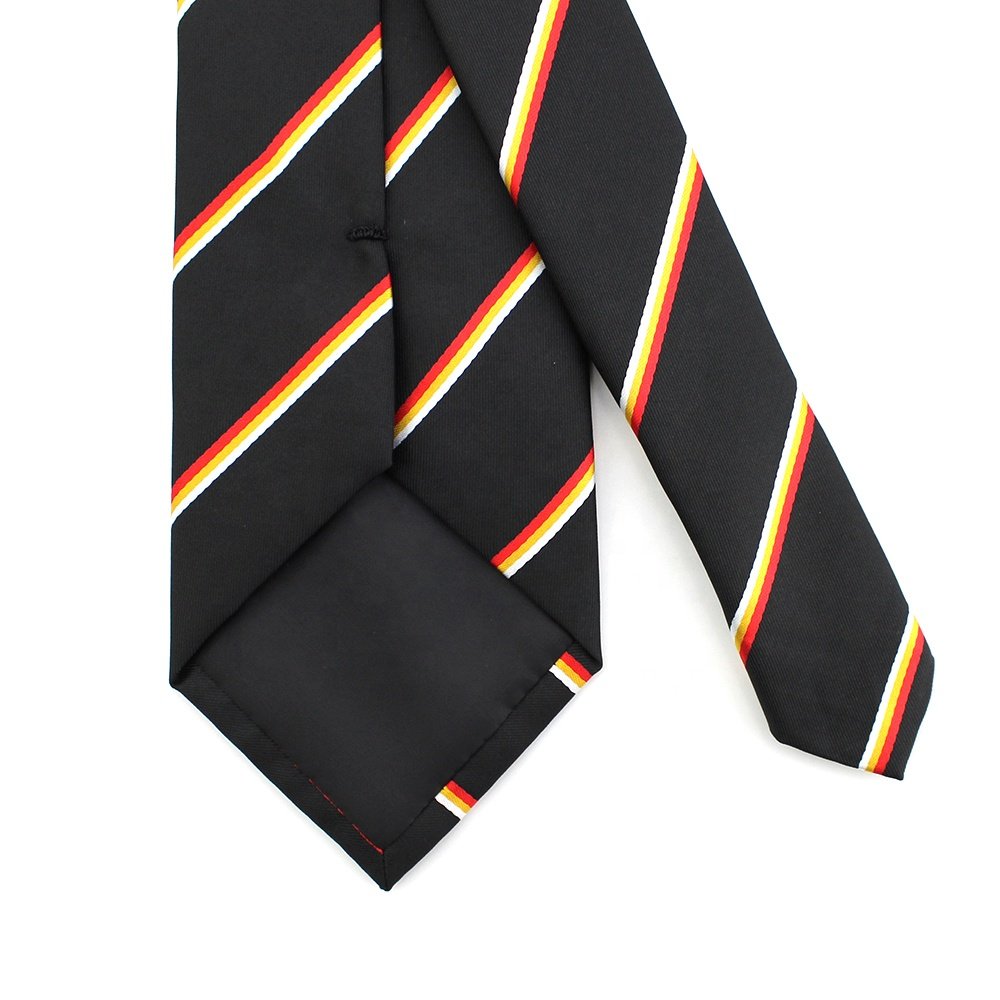 China Wholesale Mens Tie Microfiber Polyester Red Black Striped Custom Woven Anniversary Soccer Club Customised Neckties For Men