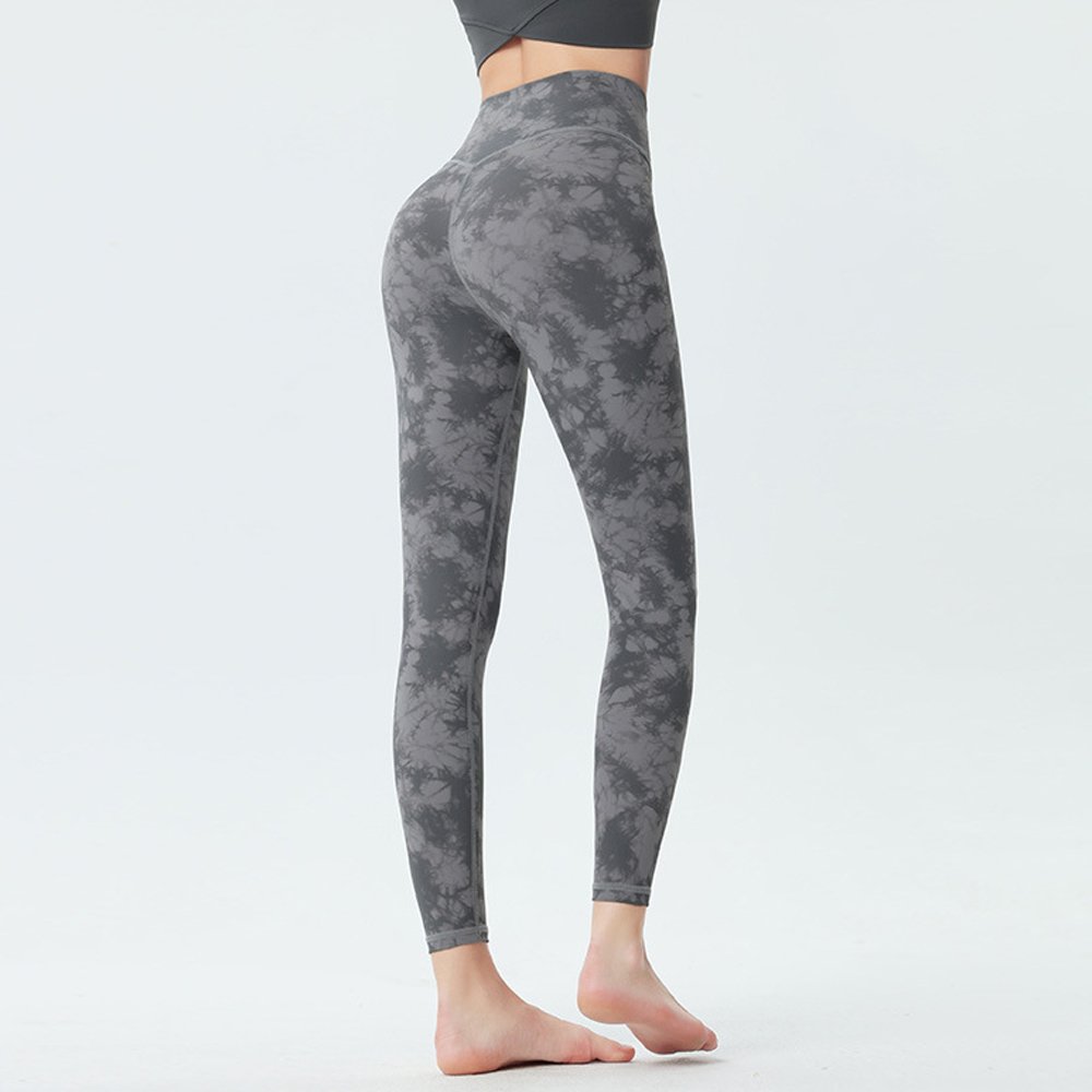 Custom Tie Dye Compression Sport Pants Women Yoga Pants Leggings Cross Waist Hip Lifting Quick Drying Fitness Pants for Women's