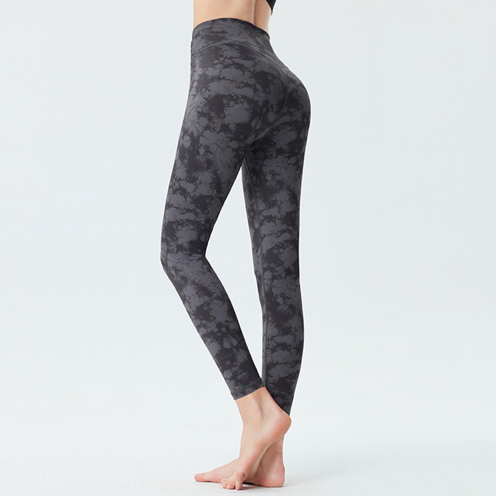 Custom Tie Dye Compression Sport Pants Women Yoga Pants Leggings Cross Waist Hip Lifting Quick Drying Fitness Pants for Women's