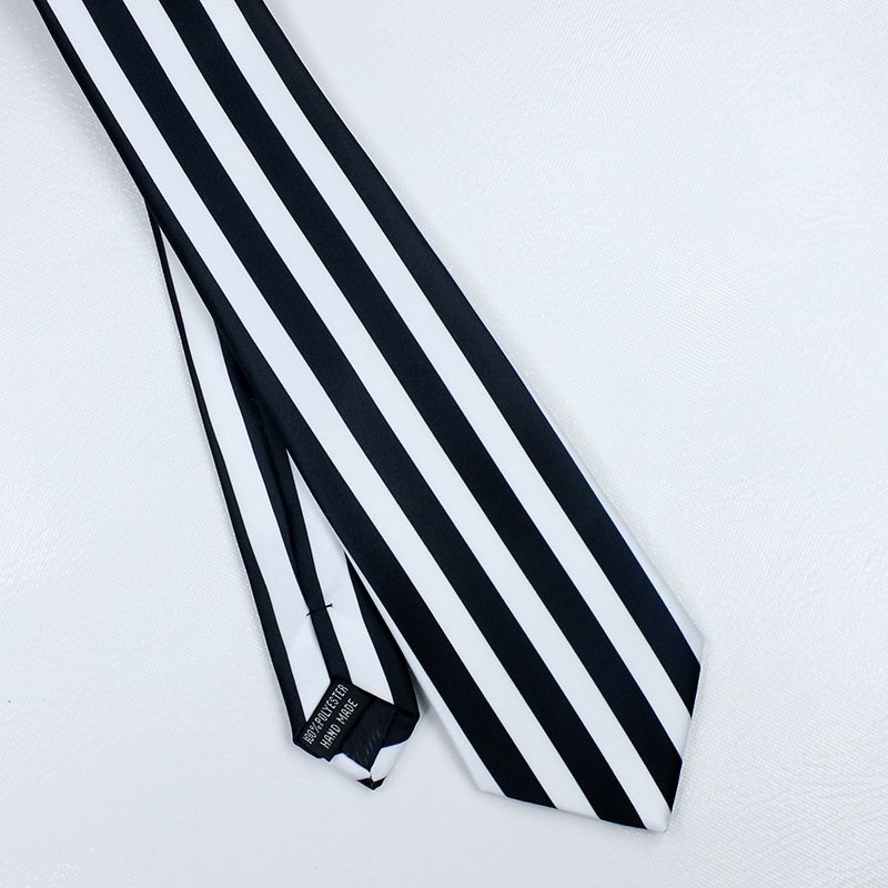 Custom Anime Movie Games Tie Printing Necktie For Women Men Anime Ties Custom Black White Stripe Neck Tie Cosplay Costumes