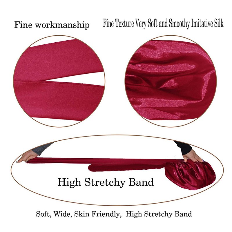 Wholesale RTS Fast Delivery Custom Logo Hot Large Sleep Hat Styling Cap Solid Satin Bonnets With Tie Designer Bonnet For Women