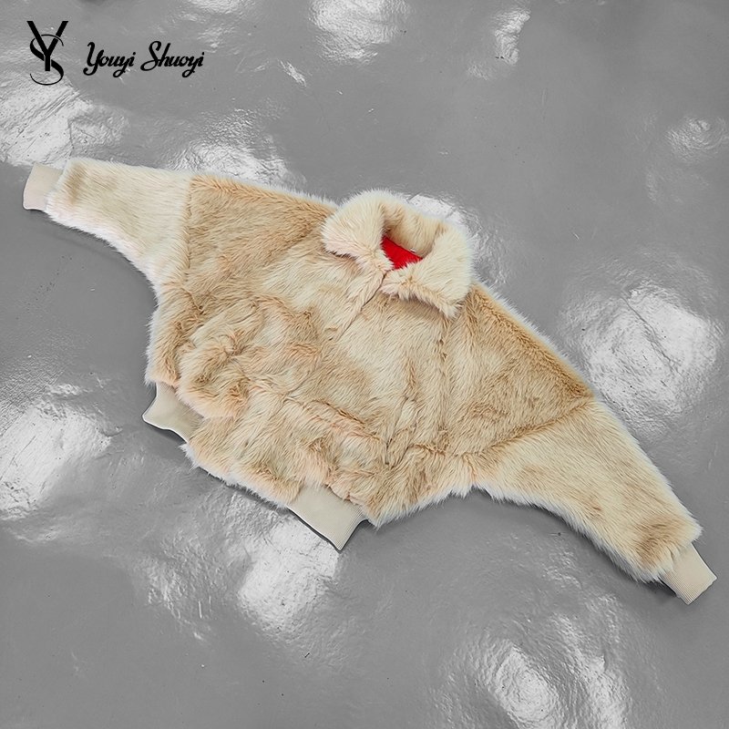 YYSY winter fur faux coats jacket short pants tracksuits fall set fleece thick warm outfit set for men
