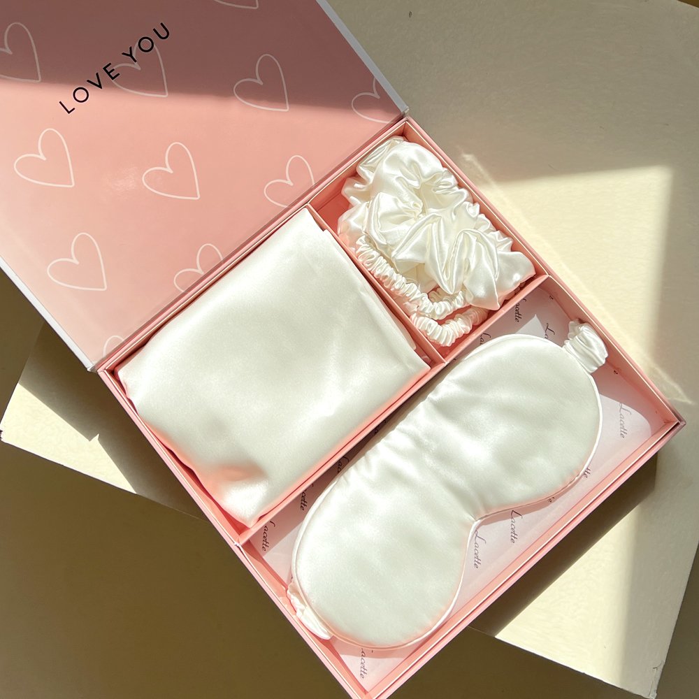 Comfortable Custom Pure Mulberry Silk Pillow Case Eye Mask 100% Mulberry Silk Pillowcase Gift Set With Sleep Mask Scrunchies