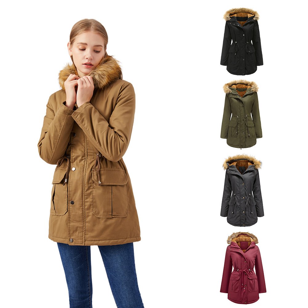 2024 New Hot Selling Winter Lady Fur Collar Long Hoodies Girls Jackets Plus Size Winter Coat Women Parka Jackets Coats for Ladie