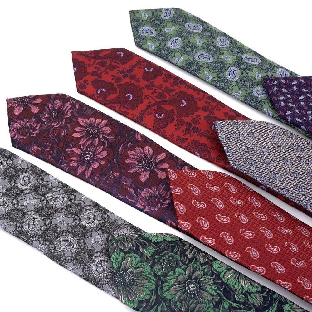 High Quality Paisley Tie 100% Microfiber Handmade Floral Woven Design Necktie Custom Pattern Printed Polyester Ties for Men
