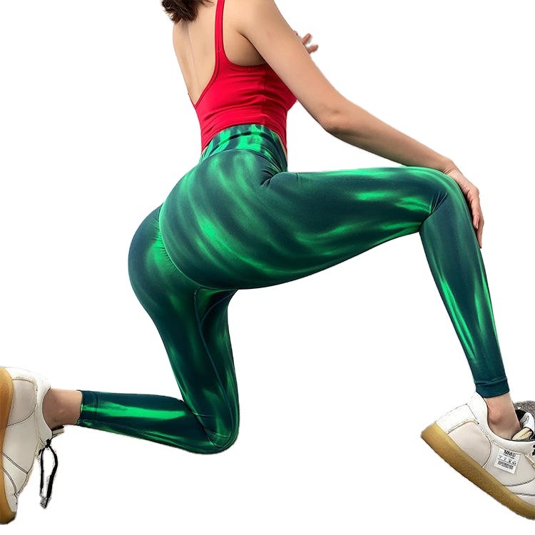 High Waist Aurora Tie Dyed Yoga Pants Women's Seamless High Waist Peach Hip Fitness Pants Quick Drying Breathable Leggings