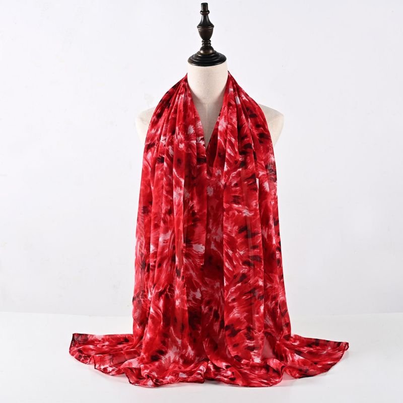 Pearl chiffon scarf Tie dye gauze scarf Malay headscarf female summer breathable scarf in stock