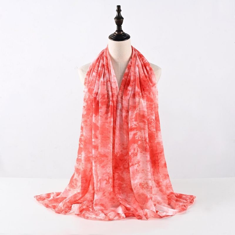 Pearl chiffon scarf Tie dye gauze scarf Malay headscarf female summer breathable scarf in stock