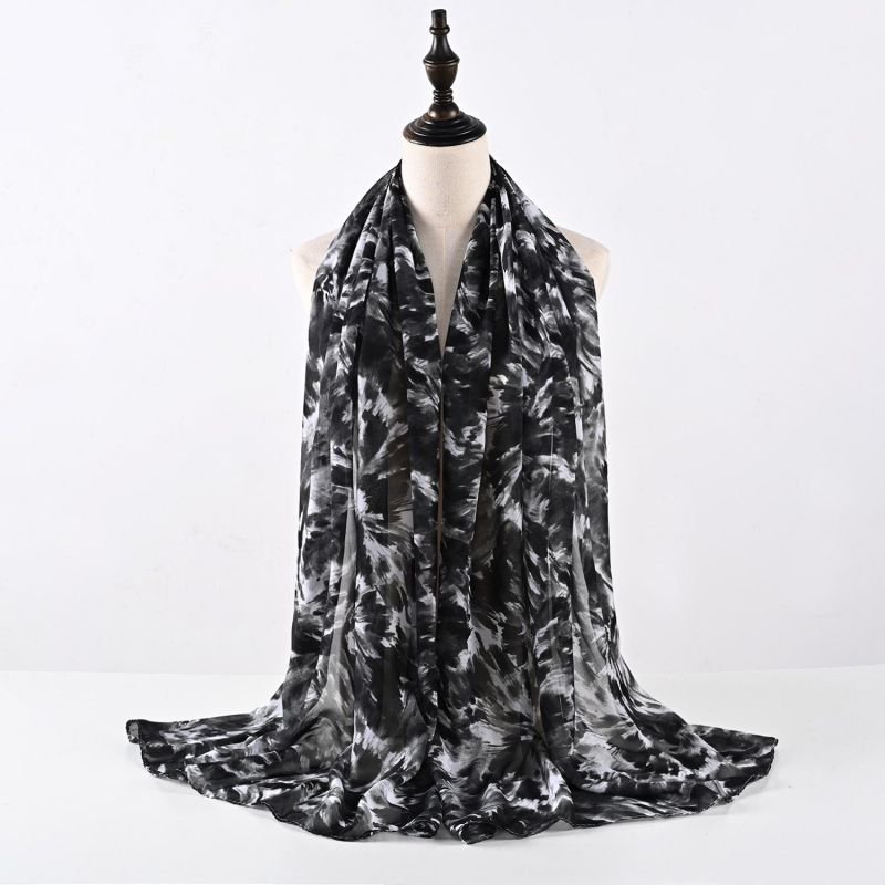 Pearl chiffon scarf Tie dye gauze scarf Malay headscarf female summer breathable scarf in stock