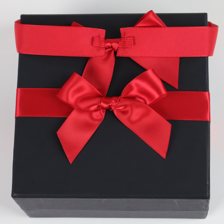 Factory customized adjustable pre-tied made gift wrap printed grosgrain satin ribbon bows with loops