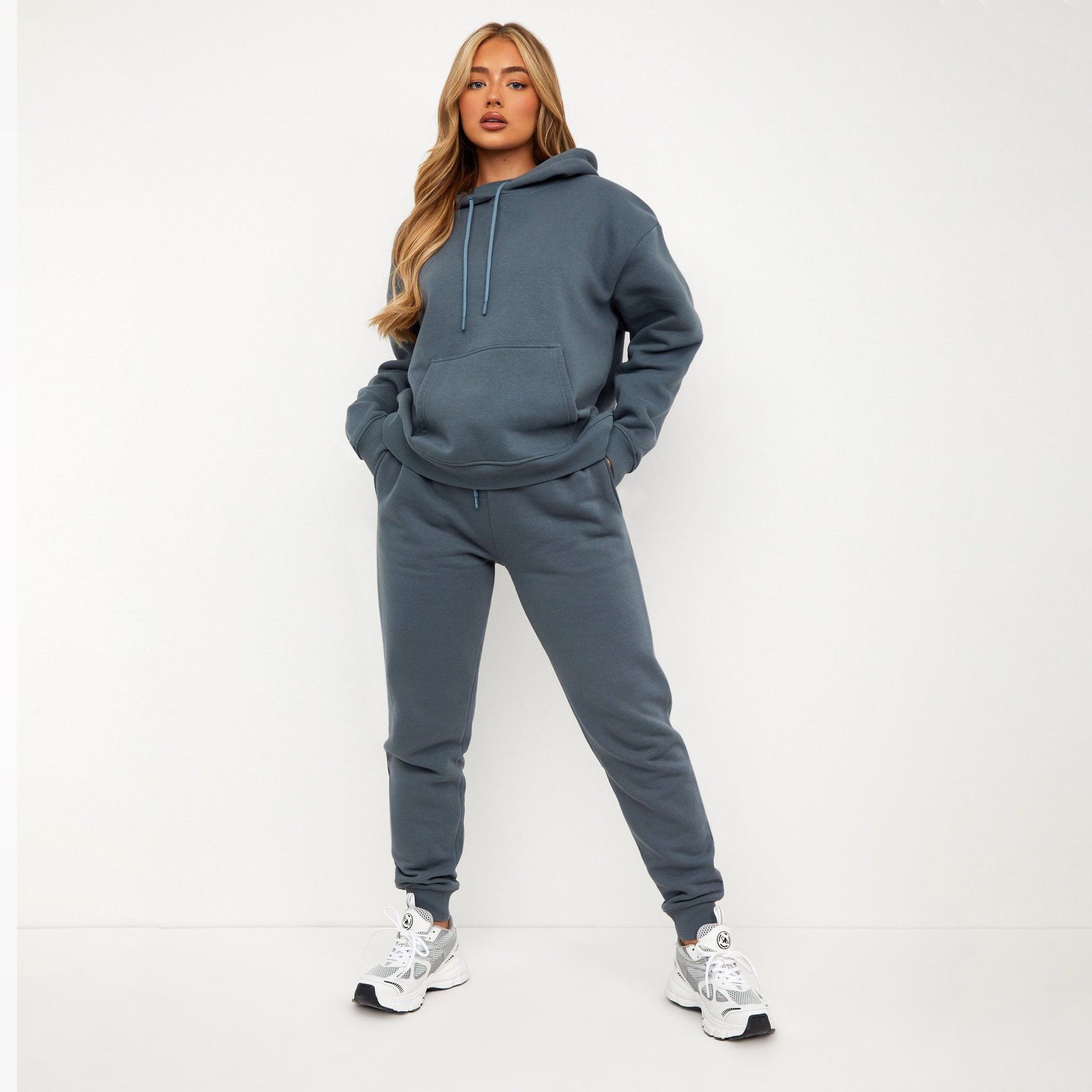Wholesale New Fashion Popular High Quality Letter Embroidery Drop Shoulder Casual Hoodie And Sweatpants Suit For Women