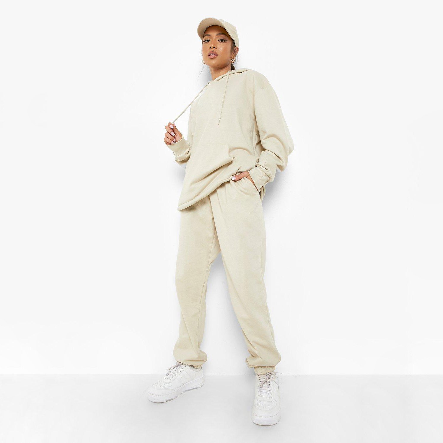 Wholesale New Fashion Popular High Quality Letter Embroidery Drop Shoulder Casual Hoodie And Sweatpants Suit For Women