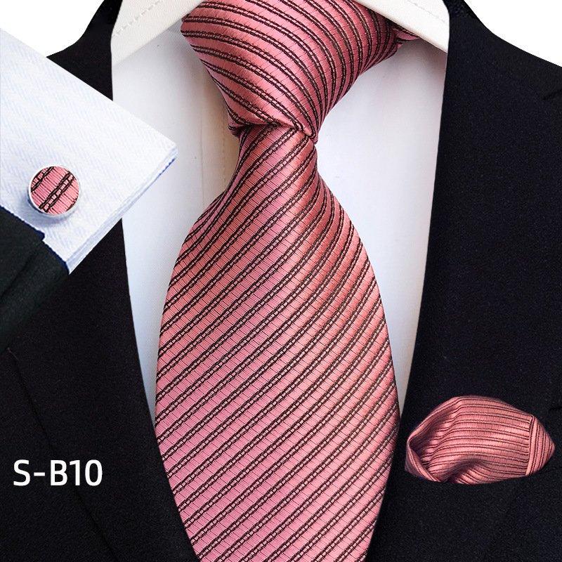 Novelty Plaid Silk Ties Set For Men Fashion Blue White Tie With Handkerchiefs Fabric Cufflinks Men Business