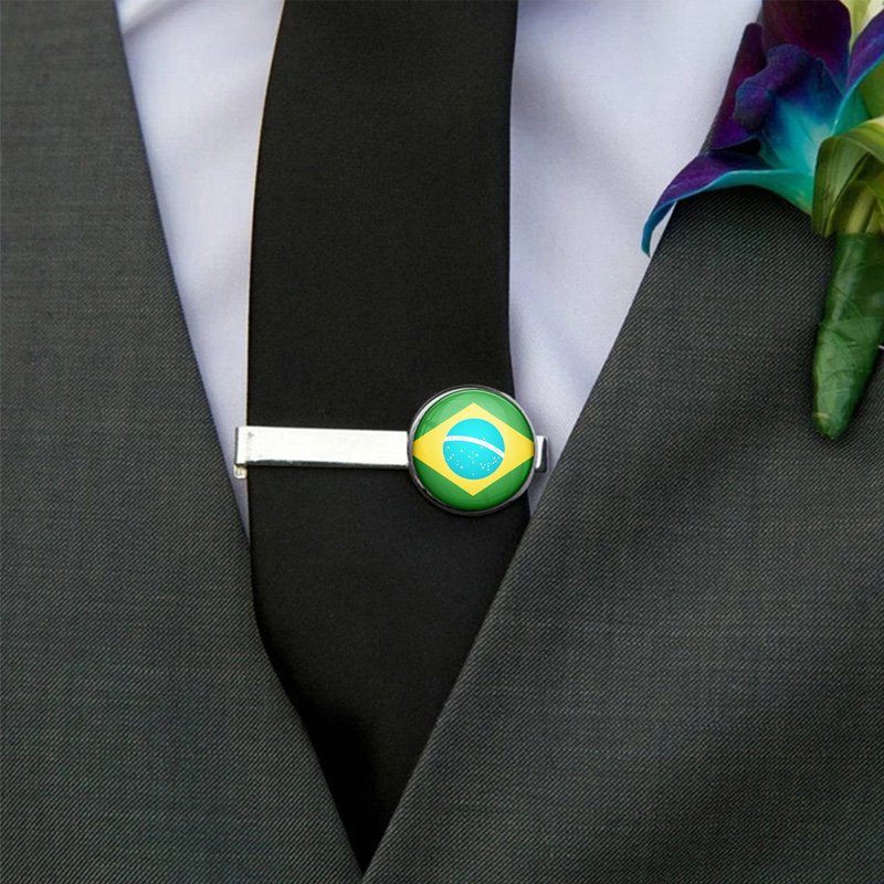 80 Models Brazil Country Flag Map Tie Clip Lapel Pin Ring Brooch Cuff Link Necklace Bracelet Earrings Key Chain Jewelry Set