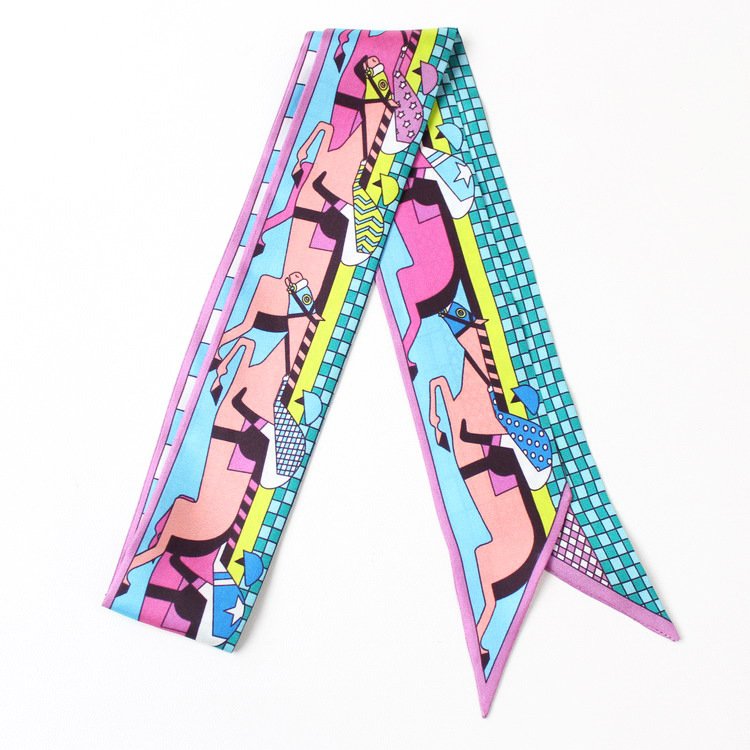 Custom logo 100 pure silk skinny headband twill bag scarf hairbands silk scarves for women scarf luxury silk