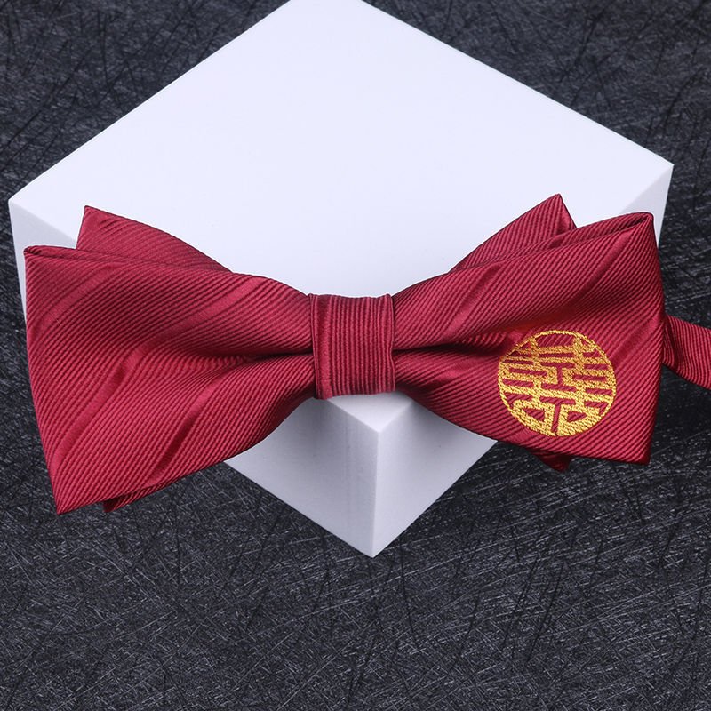 Wedding Bow Tie for Men Classic Red Pre-tied Bowtie Cufflinks Corsage Butterfly Knot Gift Man Accessories