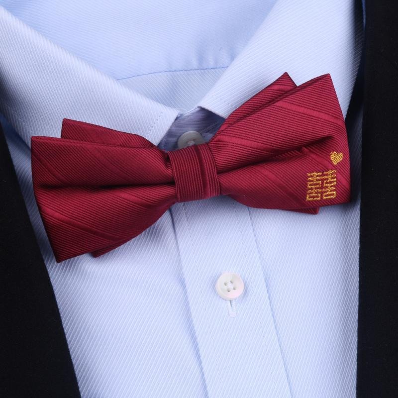 Wedding Bow Tie for Men Classic Red Pre-tied Bowtie Cufflinks Corsage Butterfly Knot Gift Man Accessories