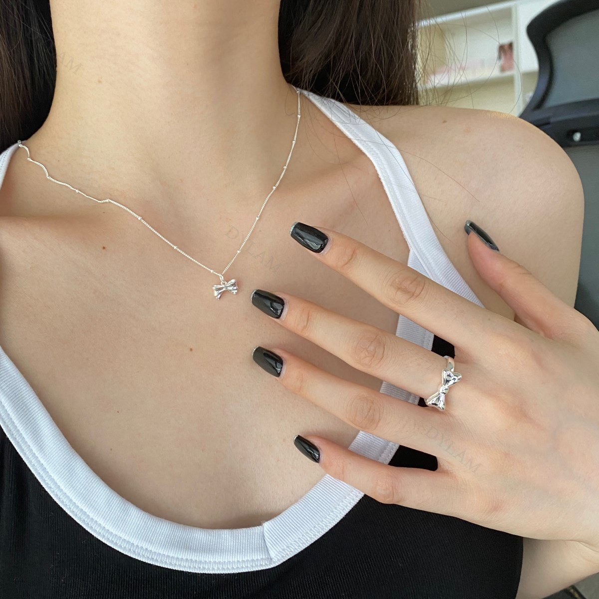 Dylam Butterfly Knot High Quality OEM ODM Girlfriend Trendy Bowknot Pendants 925 Sterling Silver Custom Necklace