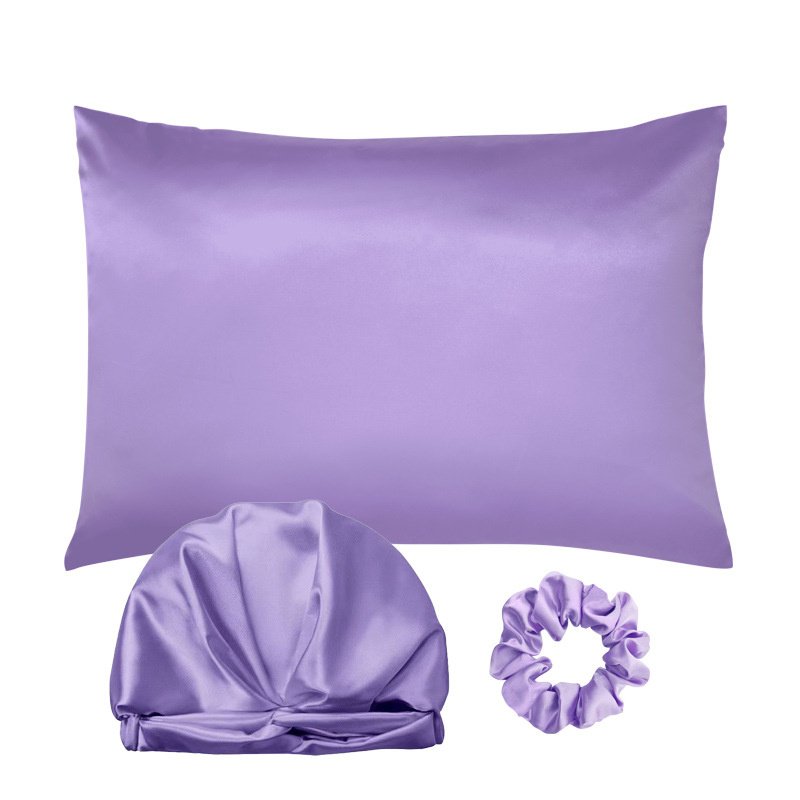 Custom luxury logo tie dye printed women head sleeping stain silk pillow case hair scrunchies bonnets hair wraps