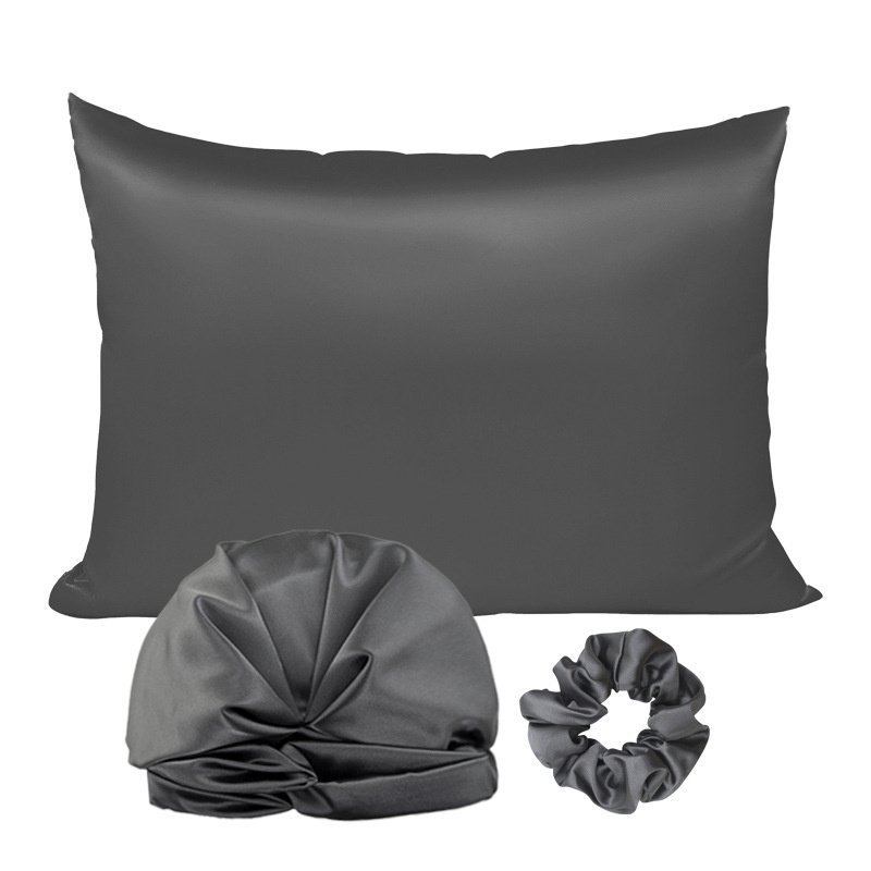 Custom luxury logo tie dye printed women head sleeping stain silk pillow case hair scrunchies bonnets hair wraps